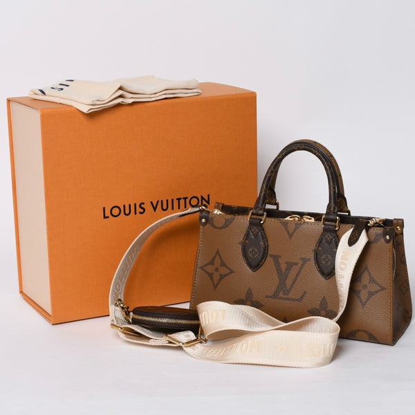New and unused LOUIS VUITTON On the Go EW 2WAY bag M46653 Monogram Giant Reverse Brown Used 4a000739