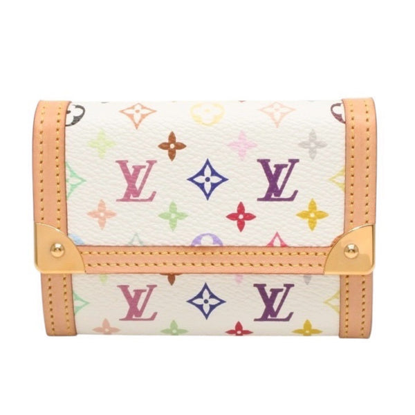 Like new LOUIS VUITTON Portomone plastic coin case coin purse M92657 Monogram Multicolor White Takashi Murakami Used 4a000712