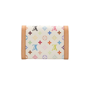 Like new LOUIS VUITTON Portomone plastic coin case coin purse M92657 Monogram Multicolor White Takashi Murakami Used 4a000712