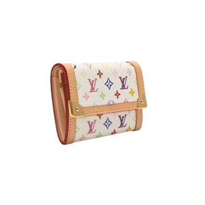 Like new LOUIS VUITTON Portomone plastic coin case coin purse M92657 Monogram Multicolor White Takashi Murakami Used 4a000712