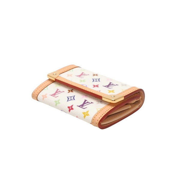 Like new LOUIS VUITTON Portomone plastic coin case coin purse M92657 Monogram Multicolor White Takashi Murakami Used 4a000712