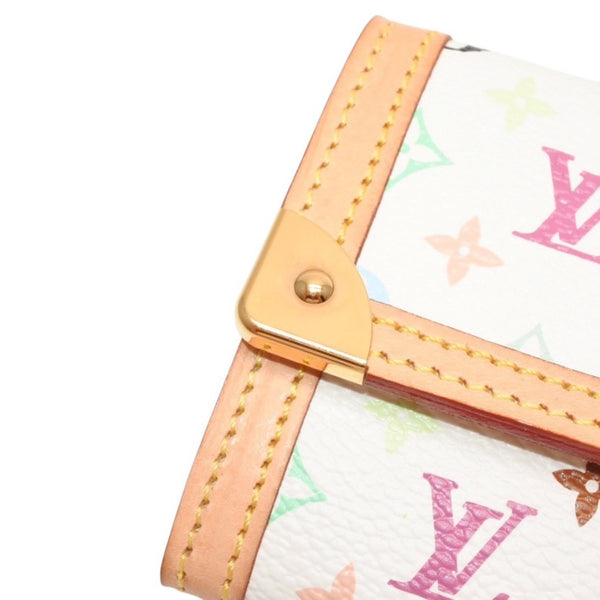 Like new LOUIS VUITTON Portomone plastic coin case coin purse M92657 Monogram Multicolor White Takashi Murakami Used 4a000712