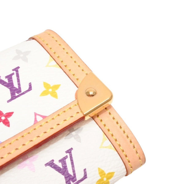 Like new LOUIS VUITTON Portomone plastic coin case coin purse M92657 Monogram Multicolor White Takashi Murakami Used 4a000712