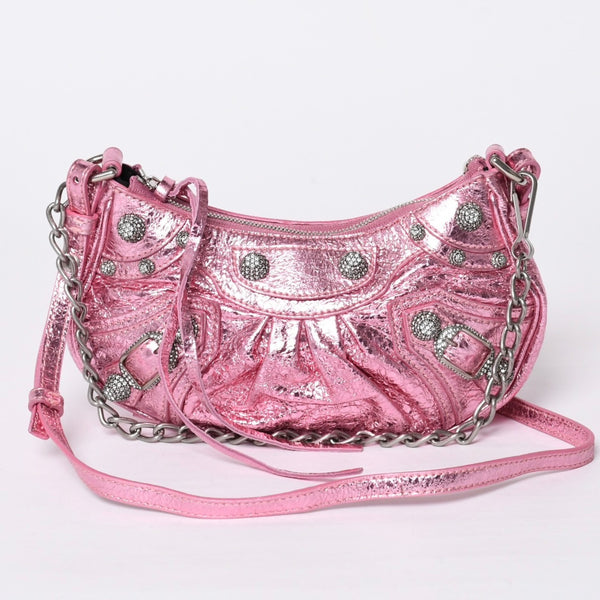 BALENCIAGA Le Cagole Mini Chain Shoulder Bag Pink 695814・5816・0・527545 Good Condition Used 4a000374
