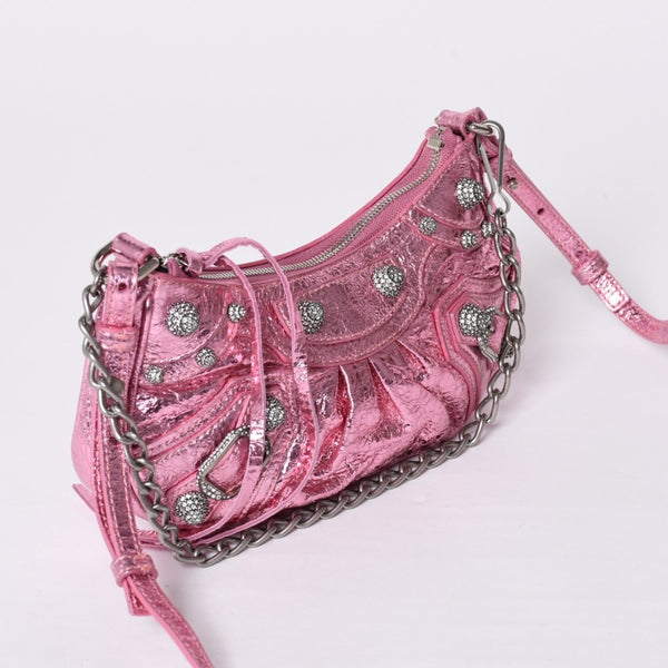 BALENCIAGA Le Cagole Mini Chain Shoulder Bag Pink 695814・5816・0・527545 Good Condition Used 4a000374