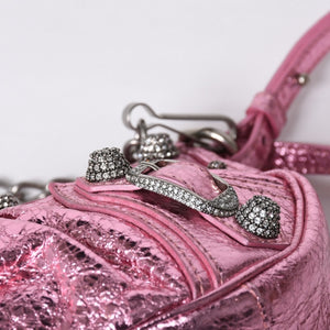 BALENCIAGA Le Cagole Mini Chain Shoulder Bag Pink 695814・5816・0・527545 Good Condition Used 4a000374
