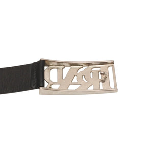 PRADA プラダ ベルト メタルバックル サイズ70/28 レザー ブラック シルバー金具 美品 中古 4b014160