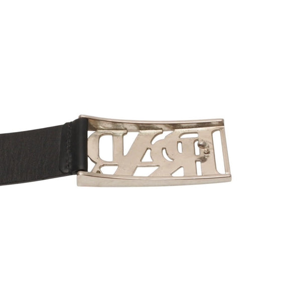 PRADA プラダ ベルト メタルバックル サイズ70/28 レザー ブラック シルバー金具 美品 中古 4b014160