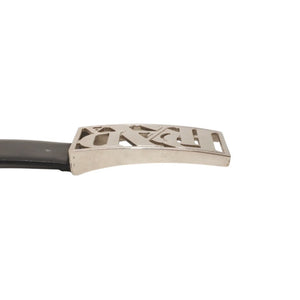 PRADA プラダ ベルト メタルバックル サイズ70/28 レザー ブラック シルバー金具 美品 中古 4b014160