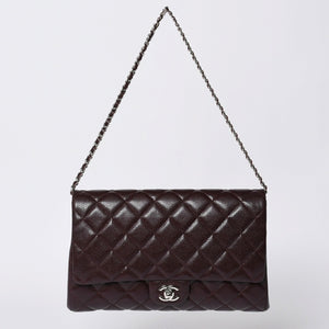新品同様 CHANEL シャネル シングルフラップ Sチェーンショルダーバッグ 19番台 ココマーク キャビアスキン ワインレッド シルバー金具 中古 4a000620