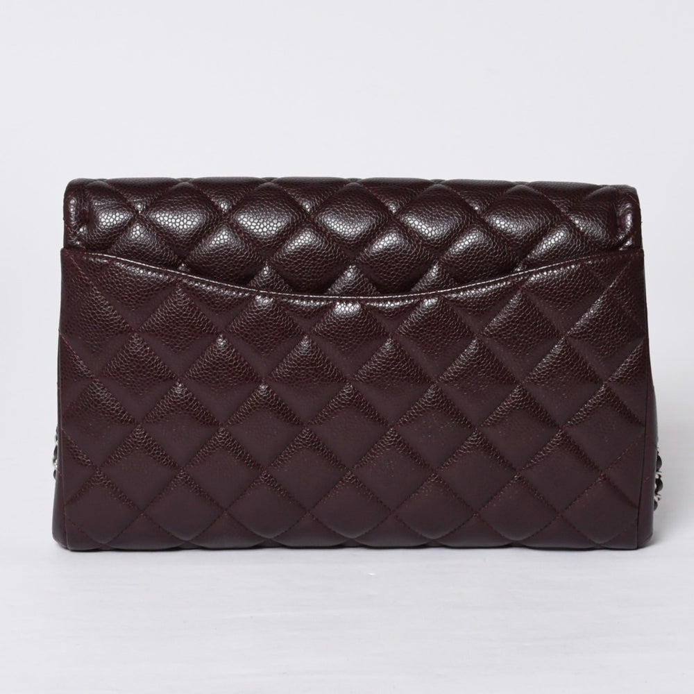 Like new CHANEL Single Flap S Chain Shoulder Bag No. 19 Coco Mark Caviar Skin Wine Red Silver Hardware Used 4a000620