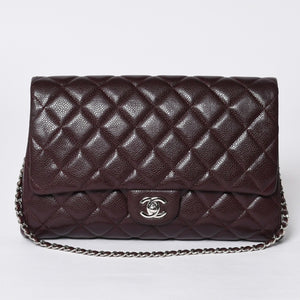 新品同様 CHANEL シャネル シングルフラップ Sチェーンショルダーバッグ 19番台 ココマーク キャビアスキン ワインレッド シルバー金具 中古 4a000620