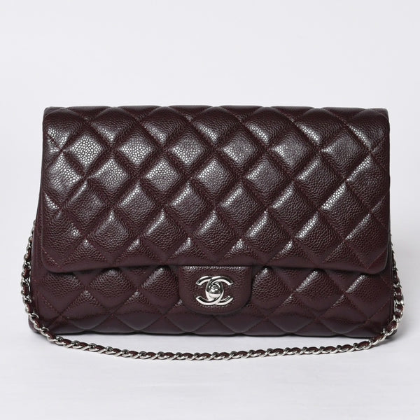 新品同様 CHANEL シャネル シングルフラップ Sチェーンショルダーバッグ 19番台 ココマーク キャビアスキン ワインレッド シルバー金具 中古 4a000620