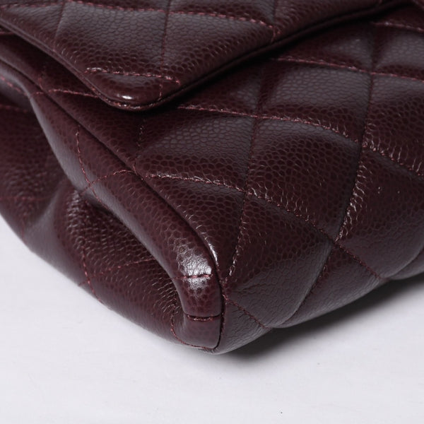 新品同様 CHANEL シャネル シングルフラップ Sチェーンショルダーバッグ 19番台 ココマーク キャビアスキン ワインレッド シルバー金具 中古 4a000620