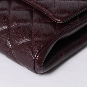 新品同様 CHANEL シャネル シングルフラップ Sチェーンショルダーバッグ 19番台 ココマーク キャビアスキン ワインレッド シルバー金具 中古 4a000620