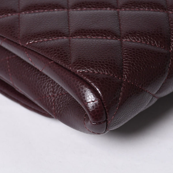 新品同様 CHANEL シャネル シングルフラップ Sチェーンショルダーバッグ 19番台 ココマーク キャビアスキン ワインレッド シルバー金具 中古 4a000620