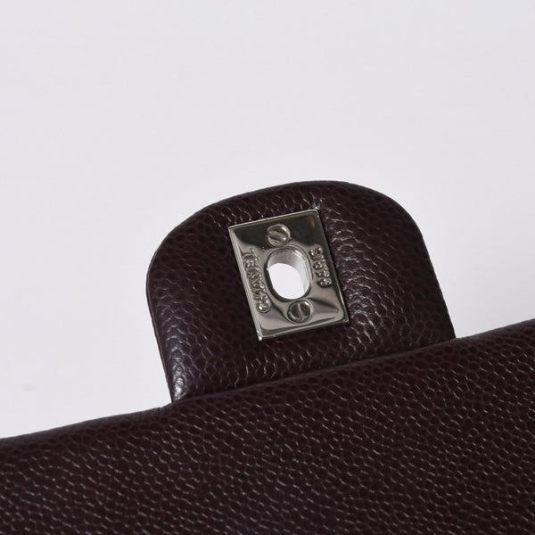 新品同様 CHANEL シャネル シングルフラップ Sチェーンショルダーバッグ 19番台 ココマーク キャビアスキン ワインレッド シルバー金具 中古 4a000620