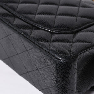 極美品 CHANEL シャネル マトラッセ23 Wフラップ Wチェーンショルダーバッグ ランダム番台 キャビアスキン ブラック 中古 4a000775
