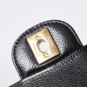 極美品 CHANEL シャネル マトラッセ23 Wフラップ Wチェーンショルダーバッグ ランダム番台 キャビアスキン ブラック 中古 4a000775