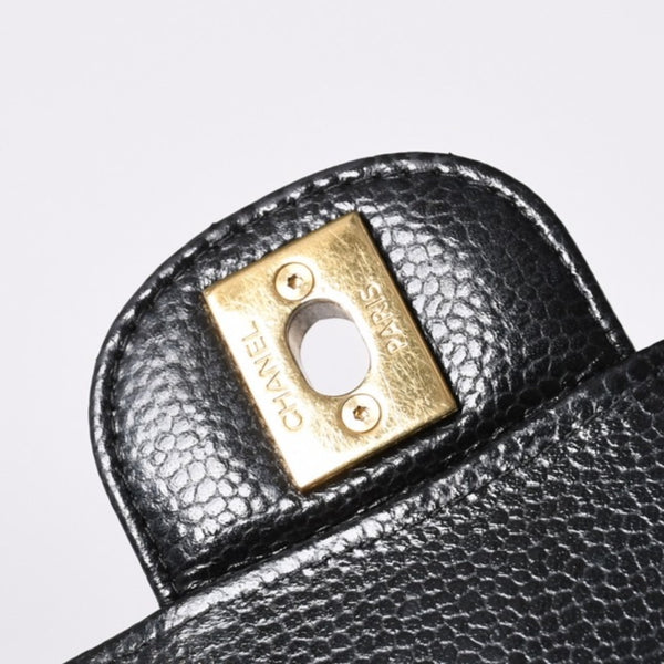 極美品 CHANEL シャネル マトラッセ23 Wフラップ Wチェーンショルダーバッグ ランダム番台 キャビアスキン ブラック 中古 4a000775