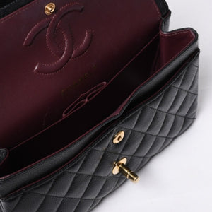 極美品 CHANEL シャネル マトラッセ23 Wフラップ Wチェーンショルダーバッグ ランダム番台 キャビアスキン ブラック 中古 4a000775