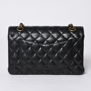 極美品 CHANEL シャネル マトラッセ23 Wフラップ Wチェーンショルダーバッグ ランダム番台 キャビアスキン ブラック 中古 4a000775