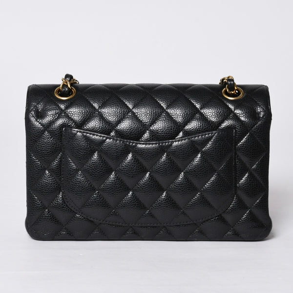 極美品 CHANEL シャネル マトラッセ23 Wフラップ Wチェーンショルダーバッグ ランダム番台 キャビアスキン ブラック 中古 4a000775
