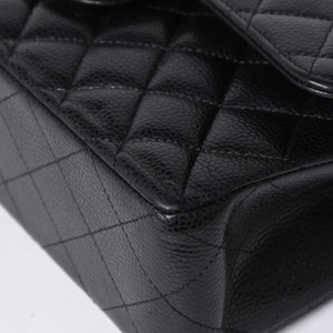 極美品 CHANEL シャネル マトラッセ23 Wフラップ Wチェーンショルダーバッグ ランダム番台 キャビアスキン ブラック 中古 4a000775