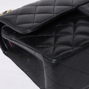 極美品 CHANEL シャネル マトラッセ23 Wフラップ Wチェーンショルダーバッグ ランダム番台 キャビアスキン ブラック 中古 4a000775