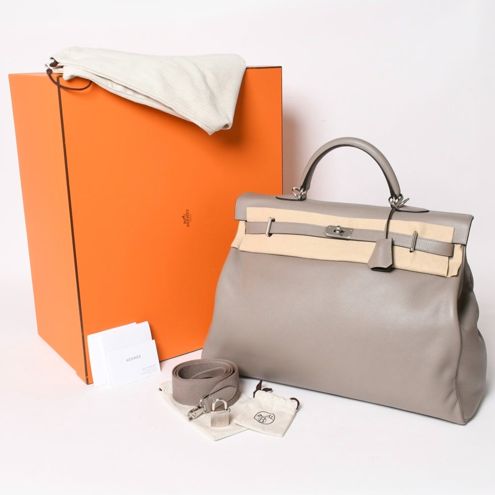 極美品 HERMES エルメス ケリー 50 ハンドバッグ グリアスファルト エバーカラー シルバー金具 Y刻印 中古 4a005300