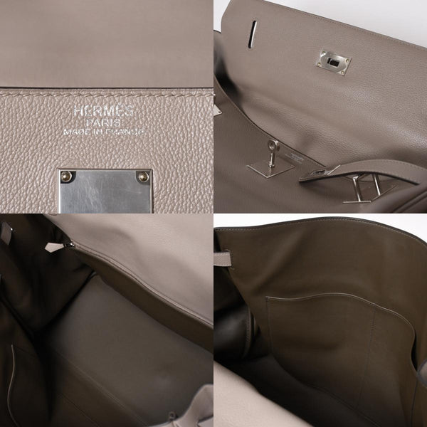 極美品 HERMES エルメス ケリー 50 ハンドバッグ グリアスファルト エバーカラー シルバー金具 Y刻印 中古 4a005300