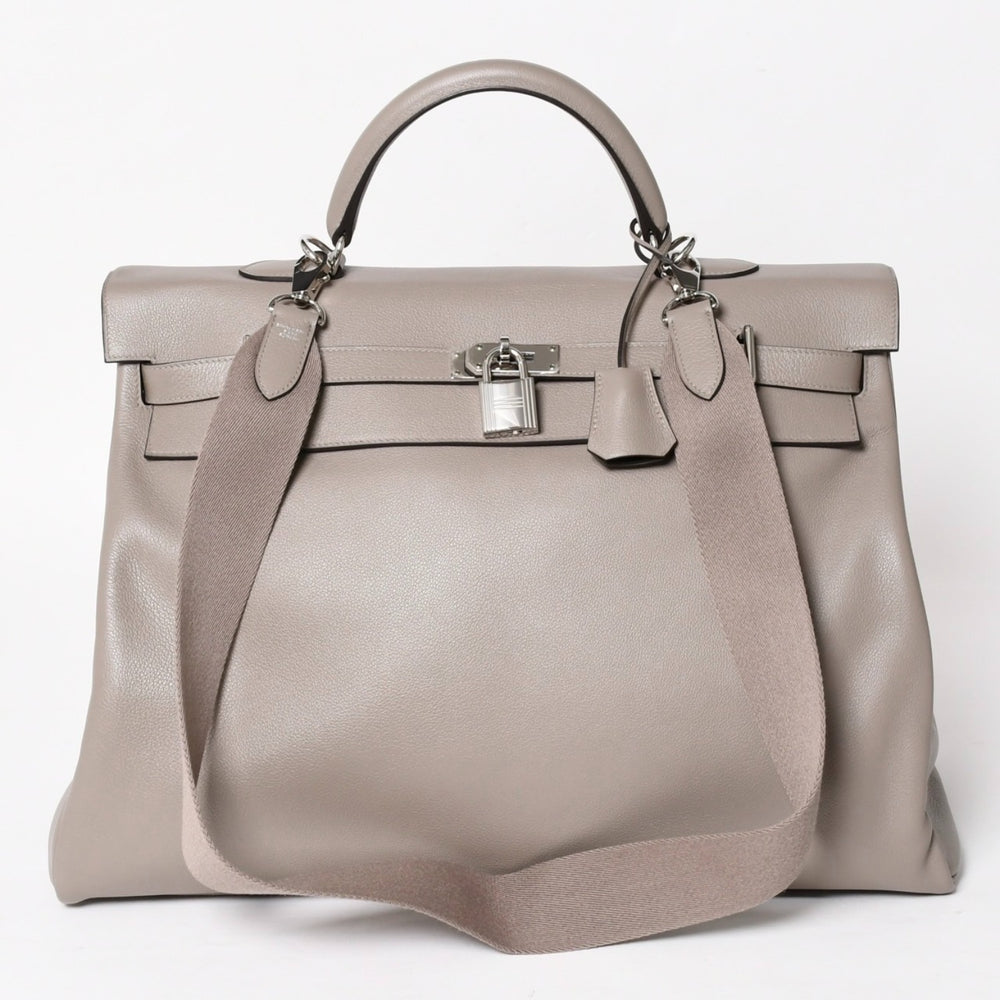 極美品 HERMES エルメス ケリー 50 ハンドバッグ グリアスファルト エバーカラー シルバー金具 Y刻印 中古 4a005300