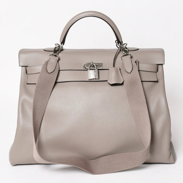極美品 HERMES エルメス ケリー 50 ハンドバッグ グリアスファルト エバーカラー シルバー金具 Y刻印 中古 4a005300