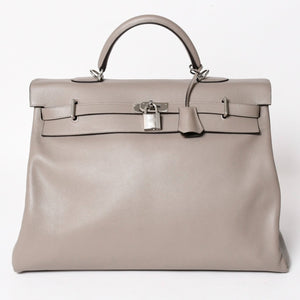 極美品 HERMES エルメス ケリー 50 ハンドバッグ グリアスファルト エバーカラー シルバー金具 Y刻印 中古 4a005300