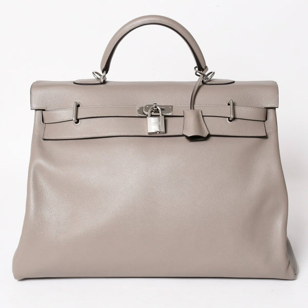 極美品 HERMES エルメス ケリー 50 ハンドバッグ グリアスファルト エバーカラー シルバー金具 Y刻印 中古 4a005300