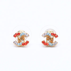 極美品 CHANEL シャネル ピアス イヤリング ココマーク ラインストーン ゴールド マルチカラー 03C刻印 重量約1.54g 中古 4a005157