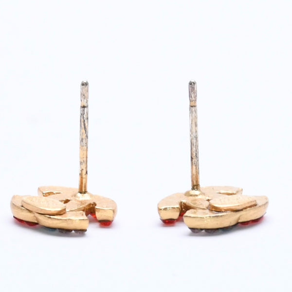 極美品 CHANEL シャネル ピアス イヤリング ココマーク ラインストーン ゴールド マルチカラー 03C刻印 重量約1.54g 中古 4a005157