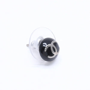 極美品 CHANEL シャネル ボタンピアス ピアス ココマーク ブラック シルバー 03C刻印 重量約2.42g 中古 4a005149