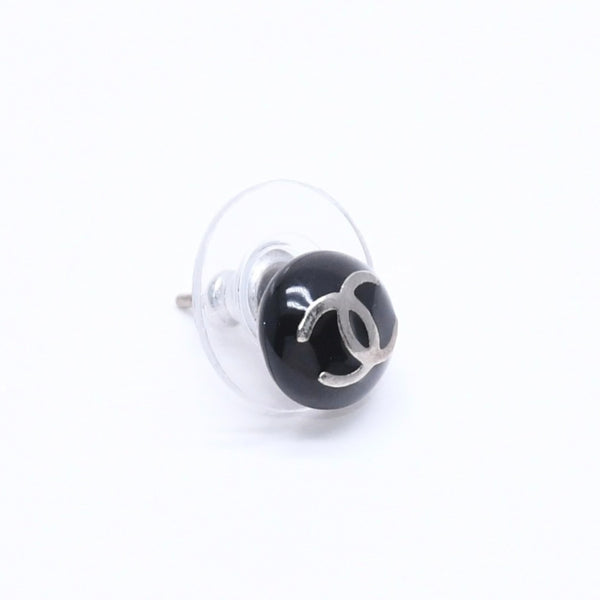 極美品 CHANEL シャネル ボタンピアス ピアス ココマーク ブラック シルバー 03C刻印 重量約2.42g 中古 4a005149