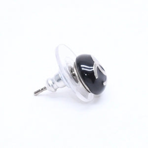 極美品 CHANEL シャネル ボタンピアス ピアス ココマーク ブラック シルバー 03C刻印 重量約2.42g 中古 4a005149