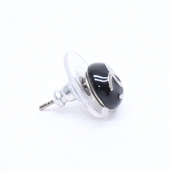 極美品 CHANEL シャネル ボタンピアス ピアス ココマーク ブラック シルバー 03C刻印 重量約2.42g 中古 4a005149