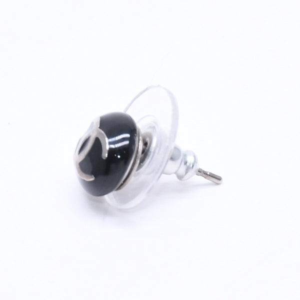 極美品 CHANEL シャネル ボタンピアス ピアス ココマーク ブラック シルバー 03C刻印 重量約2.42g 中古 4a005149