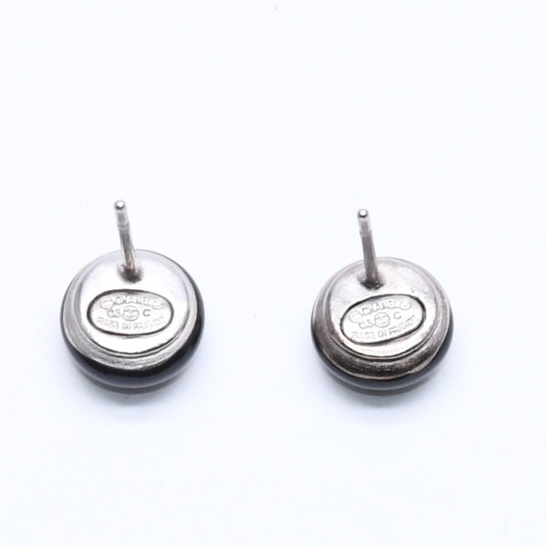 極美品 CHANEL シャネル ボタンピアス ピアス ココマーク ブラック シルバー 03C刻印 重量約2.42g 中古 4a005149