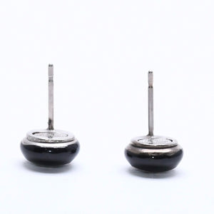 極美品 CHANEL シャネル ボタンピアス ピアス ココマーク ブラック シルバー 03C刻印 重量約2.42g 中古 4a005149