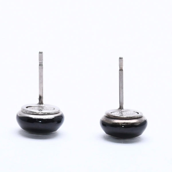極美品 CHANEL シャネル ボタンピアス ピアス ココマーク ブラック シルバー 03C刻印 重量約2.42g 中古 4a005149