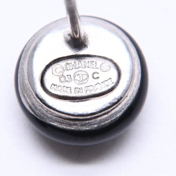 極美品 CHANEL シャネル ボタンピアス ピアス ココマーク ブラック シルバー 03C刻印 重量約2.42g 中古 4a005149