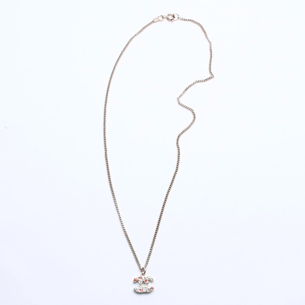 Very Good Condition CHANEL Necklace Gold Multicolor Rhinestone 04A Engraved Weight Approx. 5.12g Used 4a005156