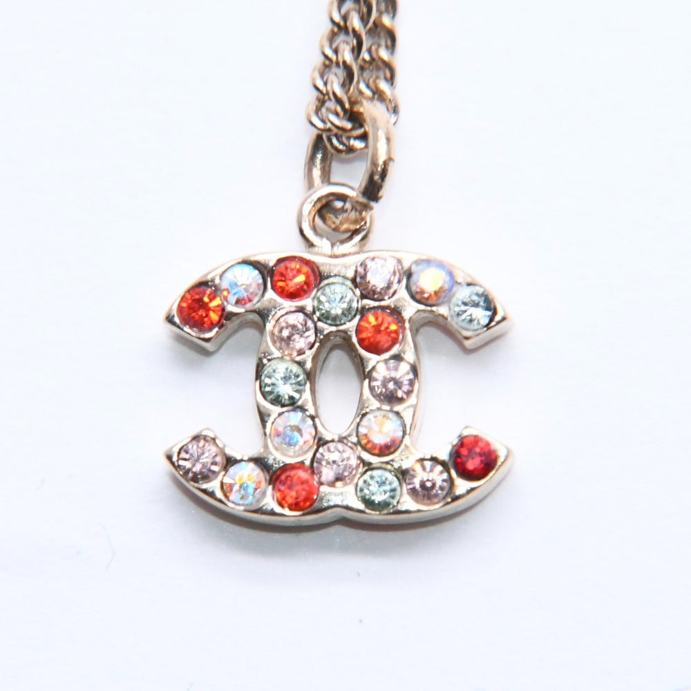 Very Good Condition CHANEL Necklace Gold Multicolor Rhinestone 04A Engraved Weight Approx. 5.12g Used 4a005156