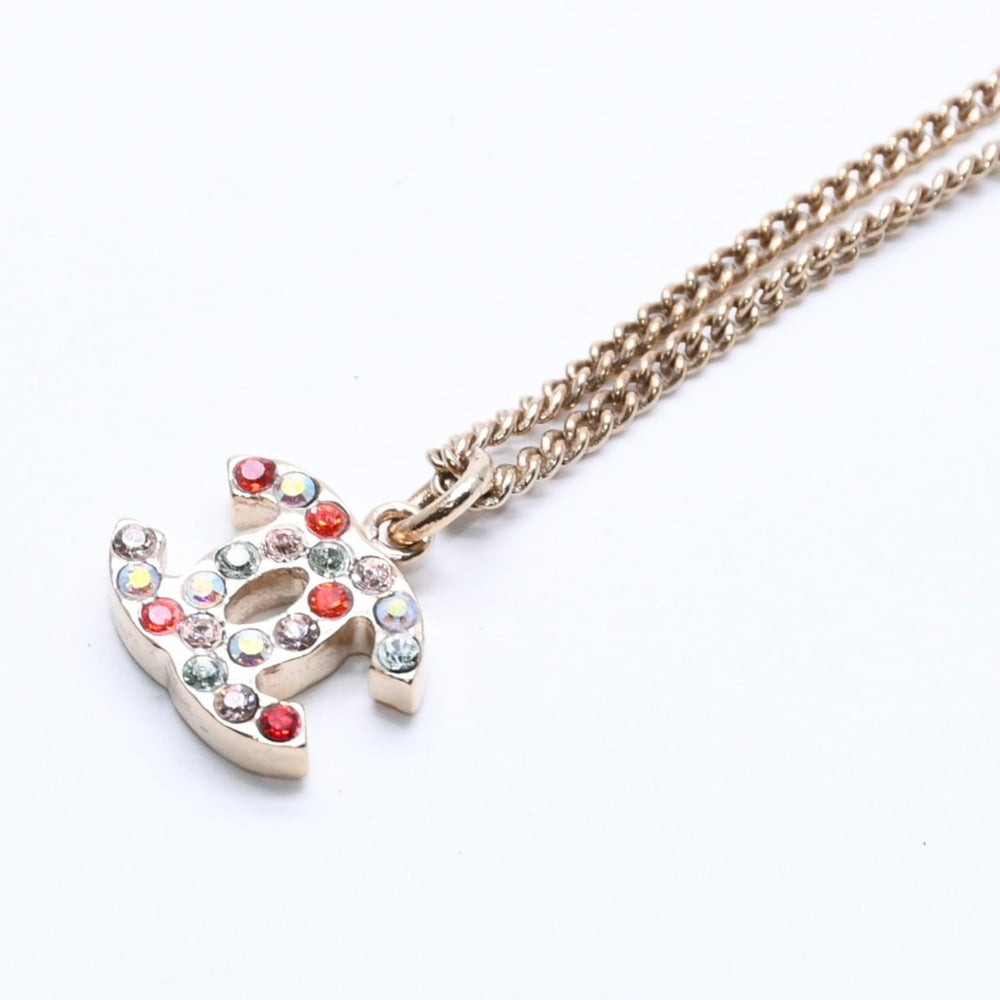 極美品 CHANEL シャネル ネックレス ゴールド マルチカラー ラインストーン 04A刻印 重量約5.12g 中古 4a005156