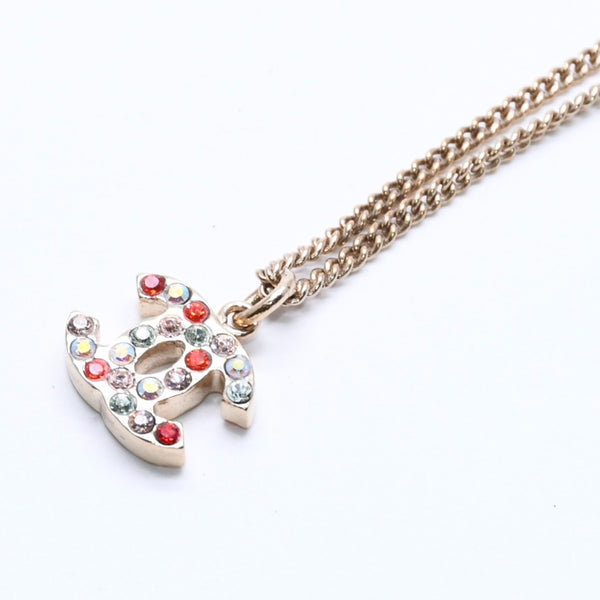 極美品 CHANEL シャネル ネックレス ゴールド マルチカラー ラインストーン 04A刻印 重量約5.12g 中古 4a005156